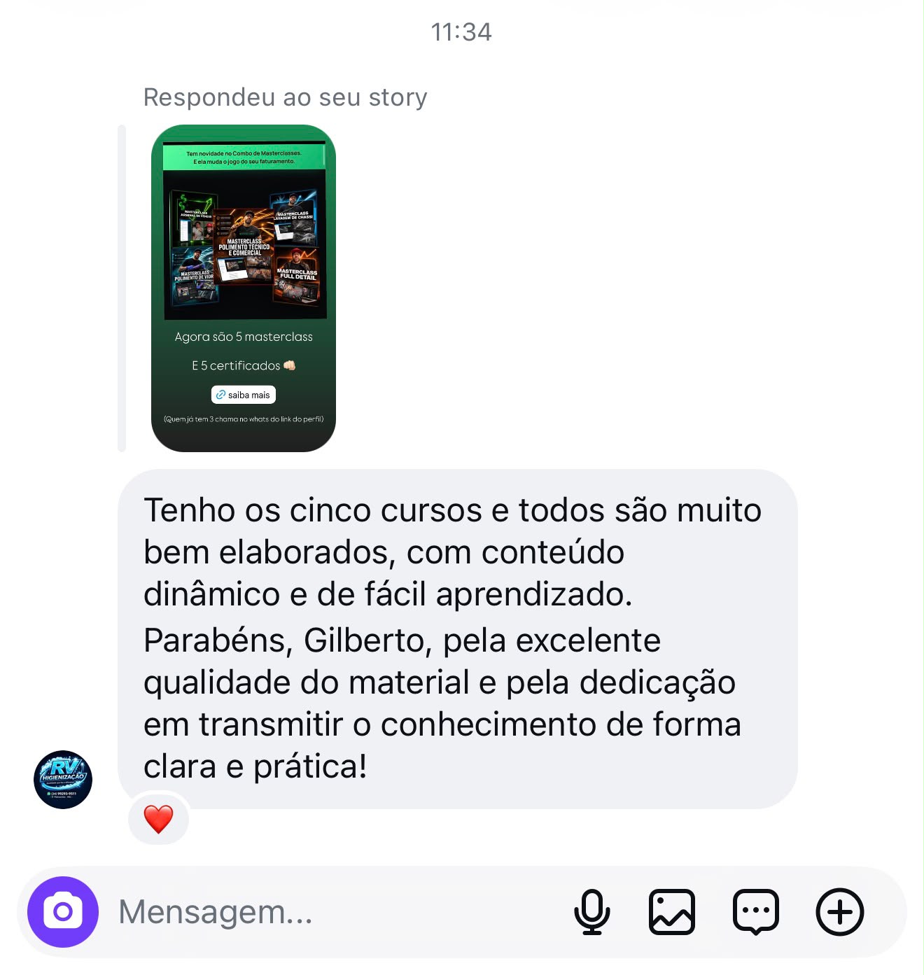 Depoimento: aluno comprou o combo e no dia seguinte já estava vendendo polimento de vidro